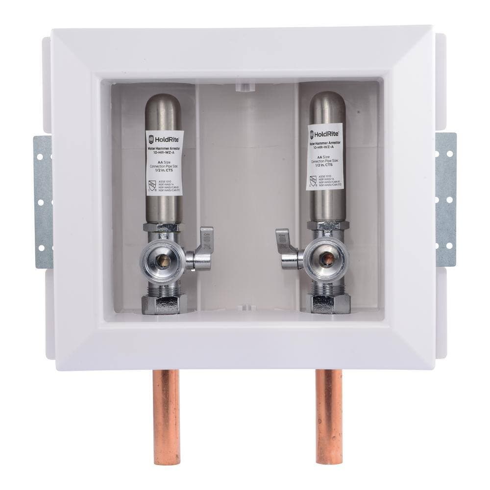 HOLDRITE 1/2 in. Copper x 3/4 in. Male Hose Thread Fire-Rated Washing Machine Outlet Box with Water Hammer Arrestors (3)