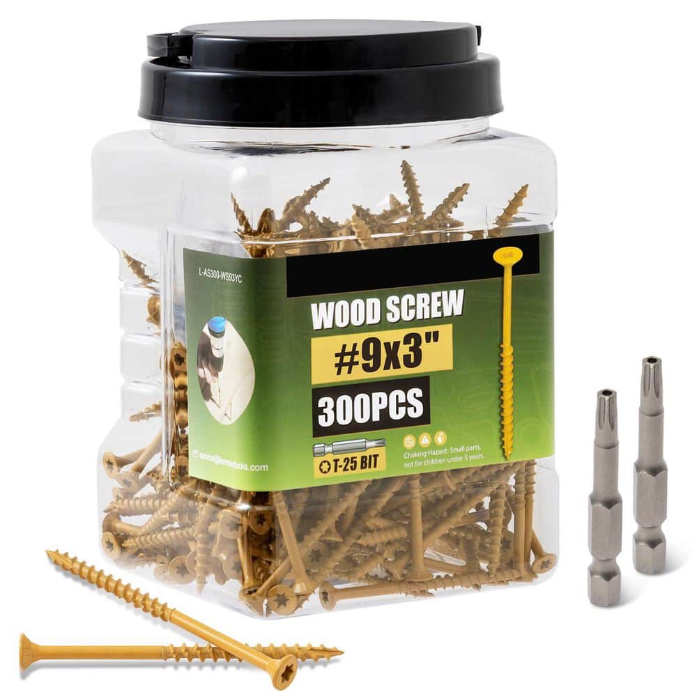 Afoxsos Wood Screws Tan Rust Resistant Exterior Epoxy Coated 3 in. Torx/Star Drive Head (300-Pack) (1)