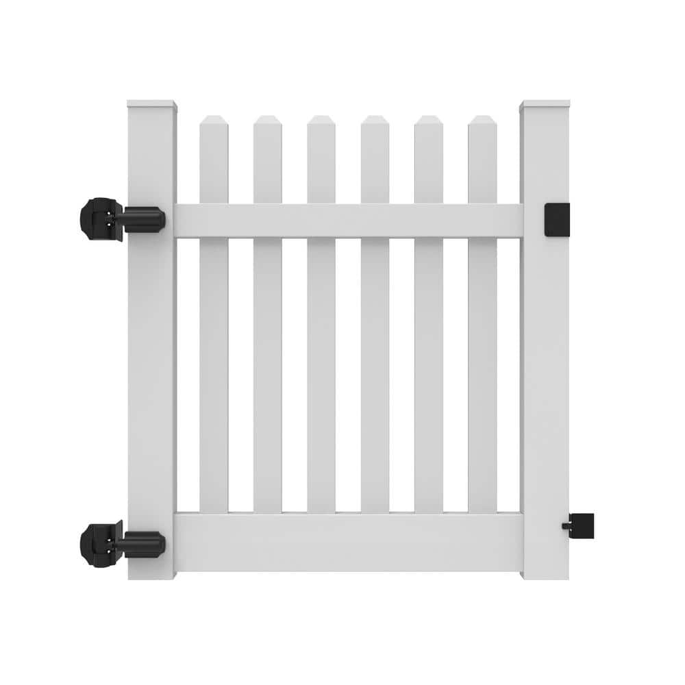 Barrette Outdoor Living Kettle Straight 4 ft. W x 4 ft. H White Vinyl Un-Assembled Fence Gate (1)