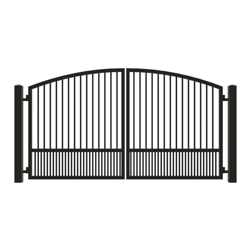 Unbranded Driveway Gate — Swing, Center, Arch, Puppy, Black — 136"W x 72"H