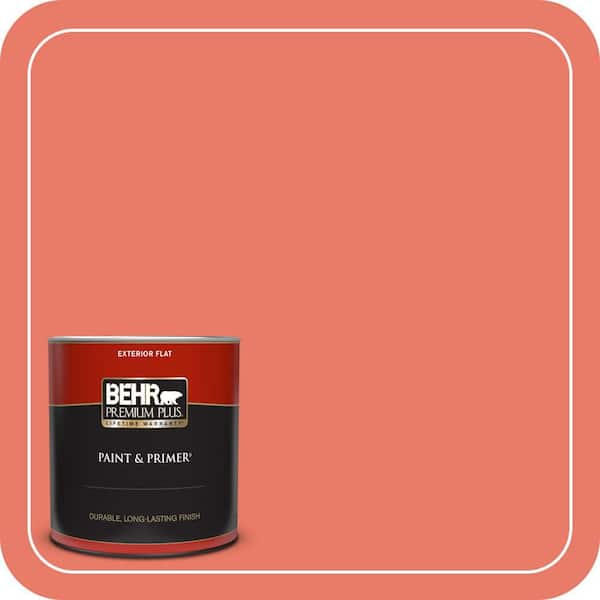 BEHR PREMIUM PLUS 1 qt. #P180-5 Watermelon Slice Flat Exterior Paint & Primer (2)