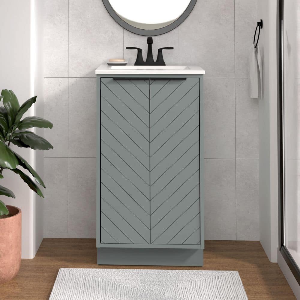 Glacier Bay Lanier 19 in. Single Sink Laguna Freestanding Bath Vanity with White Cultured Marble Top (Assembled) (2)