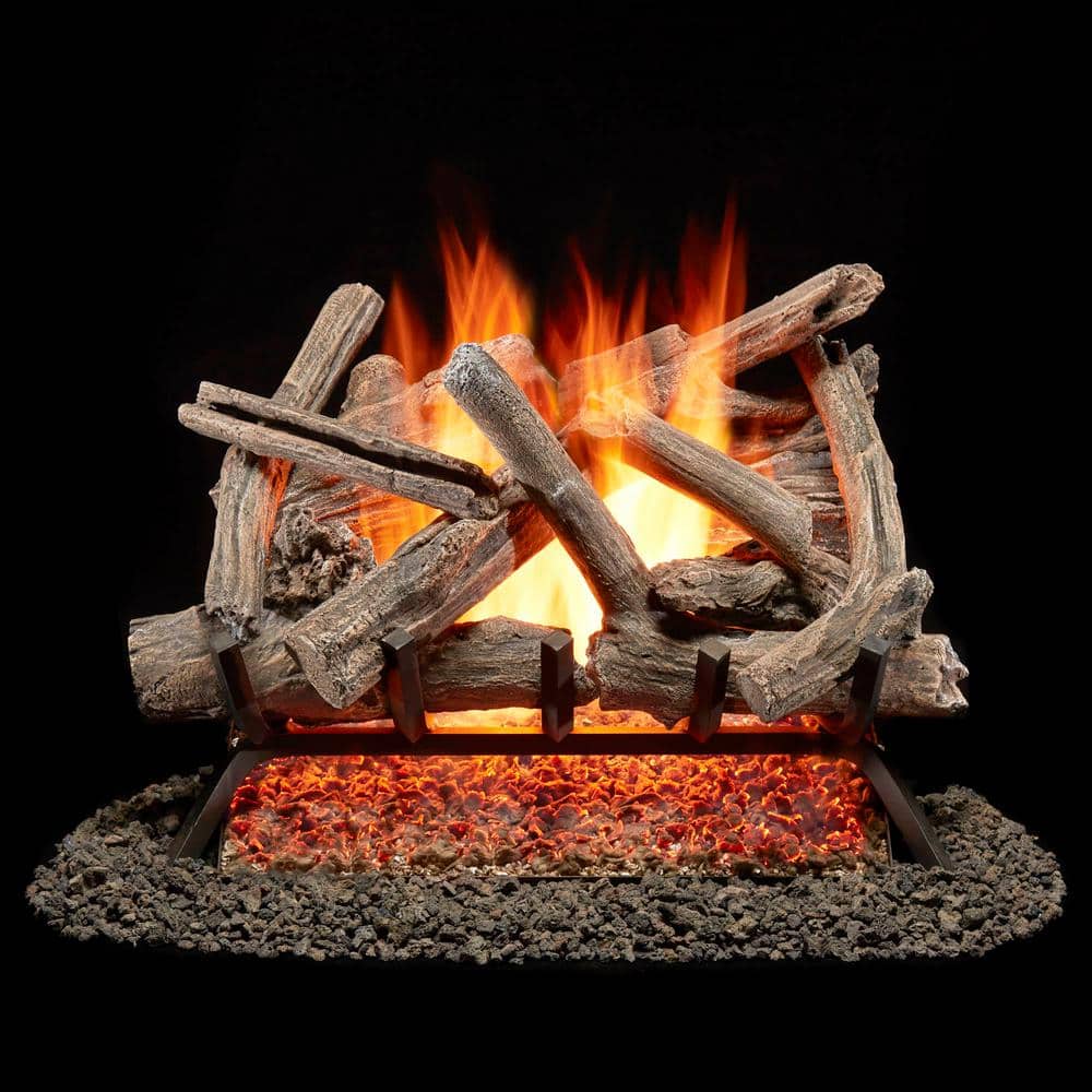 Bluegrass Living 24 in. Drift Wood Vented Natural Gas Fireplace Log Set, 55,000 BTU, Match Light (2)