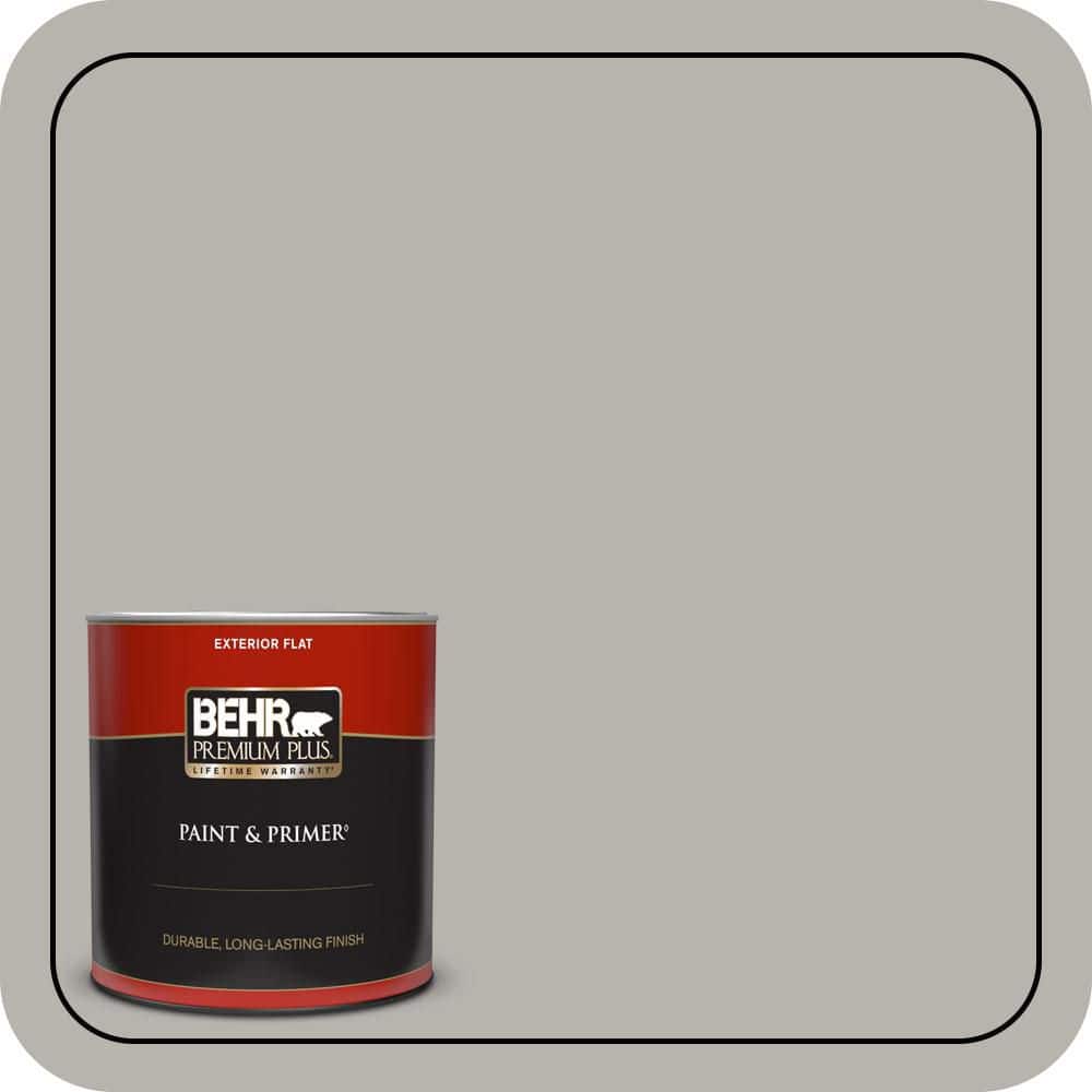 BEHR PREMIUM PLUS 1 qt. #PPU24-11 Greige Flat Exterior Paint & Primer