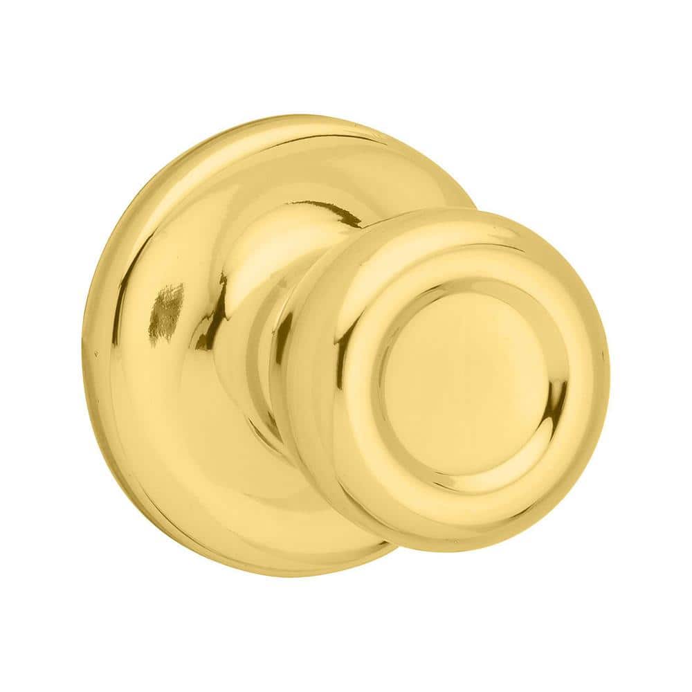 Kwikset Mobile Home Polished Brass Hall/Closet Door Knob with Microban Antimicrobial Technology