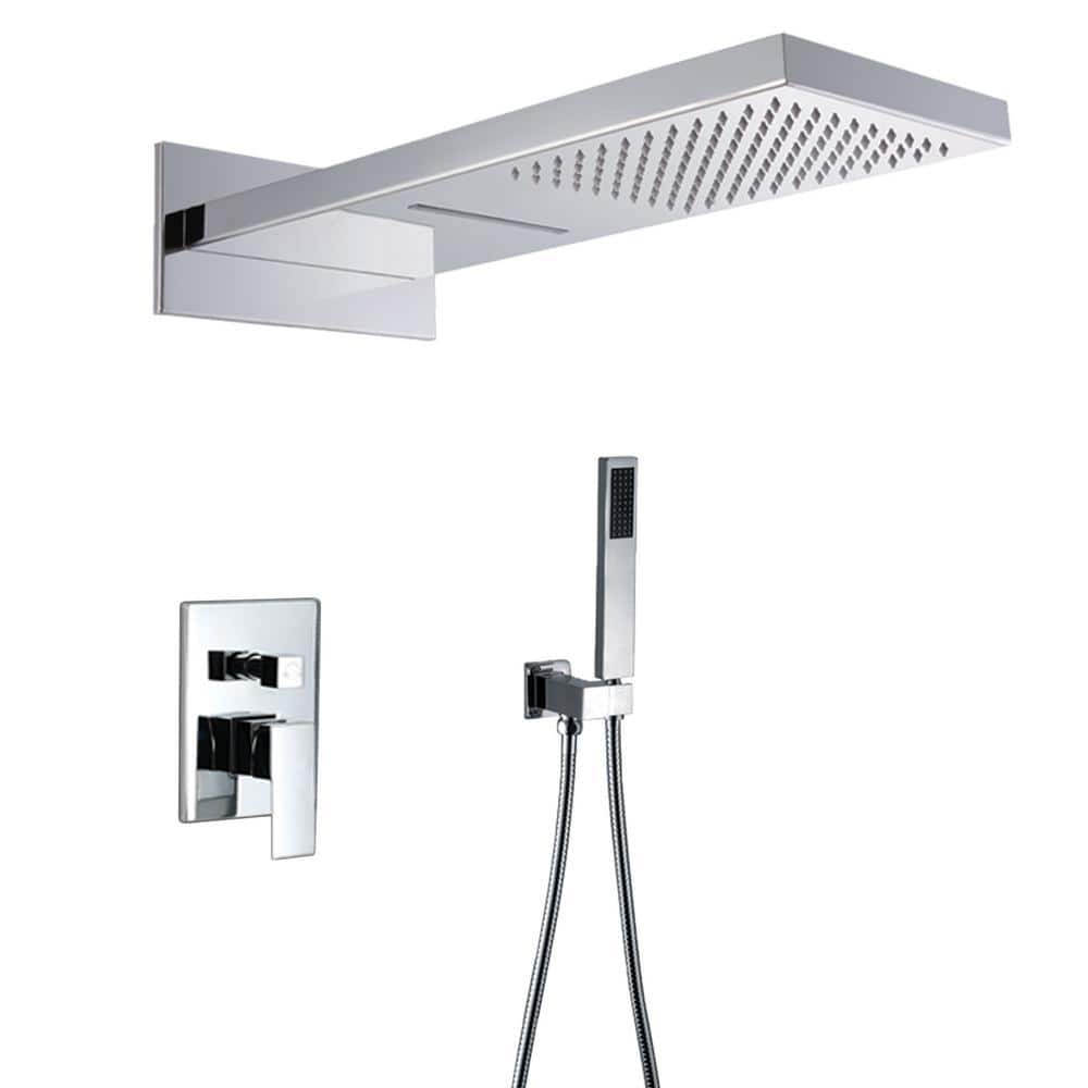 SUMERAIN Luxury Single Handle 1-Spray Shower Faucet 2.5 GPM with Waterfall in. Chrome(Valve Included) (1)
