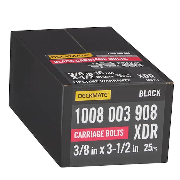 DECKMATE 3/8" x 3-1/2" BLACK CARRIAGE BOLT 25 PC (2)