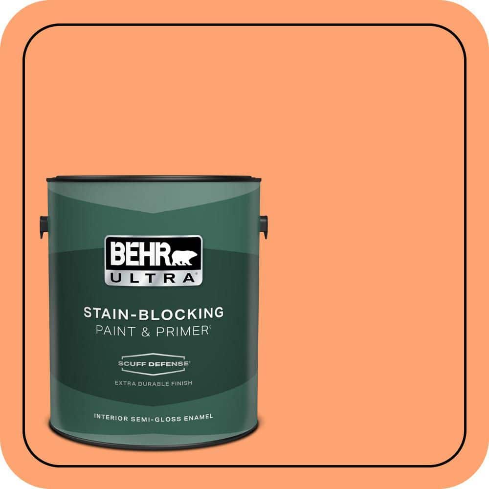 BEHR ULTRA 1 gal. #P210-5 Cheerful Tangerine Extra Durable Semi-Gloss Enamel Interior Paint & Primer