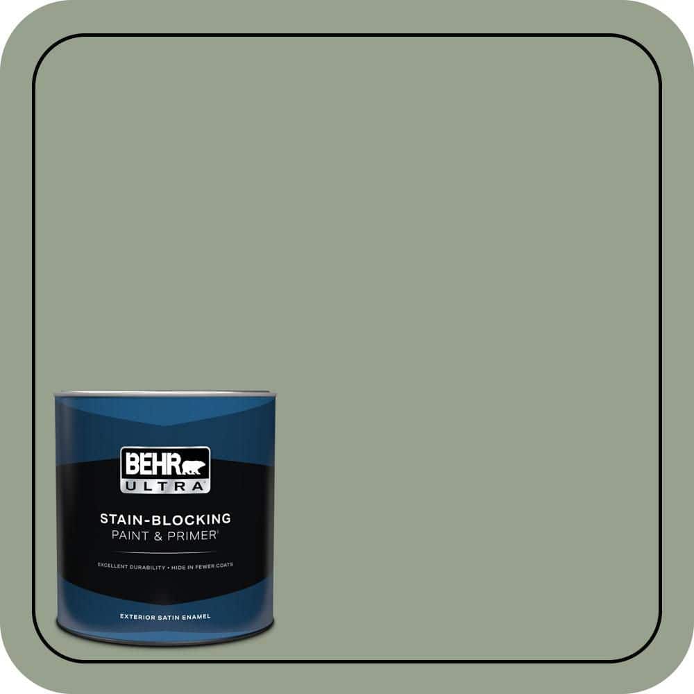 BEHR ULTRA 1 qt. #N390-4 Bitter Sage Satin Enamel Exterior Paint & Primer