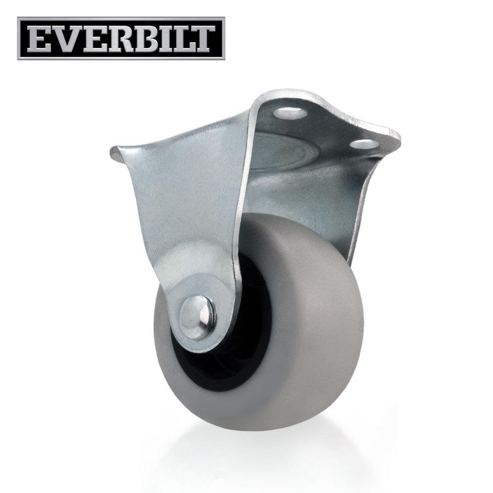 Everbilt 2 in. Gray Rubber Like TPR and Steel Rigid Plate Caster with 90 lbs. Load Rating (1)