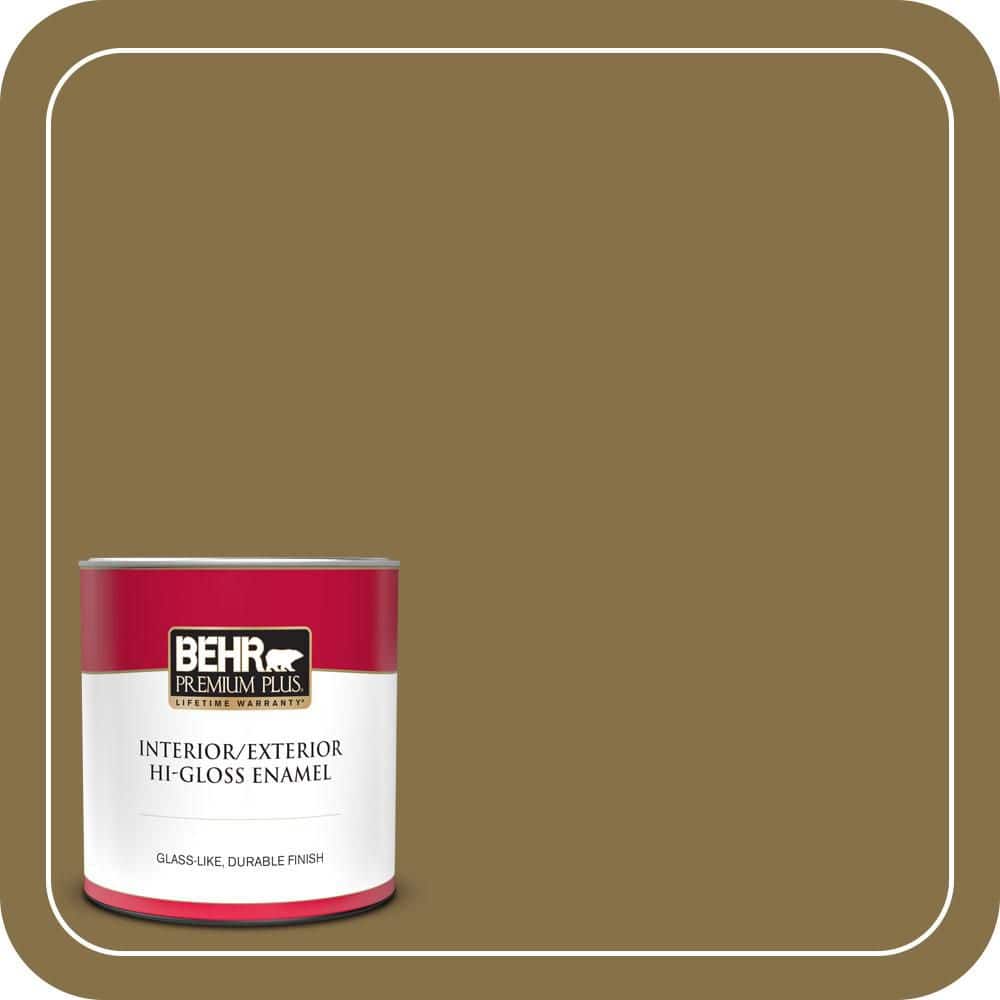 BEHR PREMIUM PLUS 1 qt. #S320-7 African Plain Hi-Gloss Enamel Interior/Exterior Paint & Primer (1)
