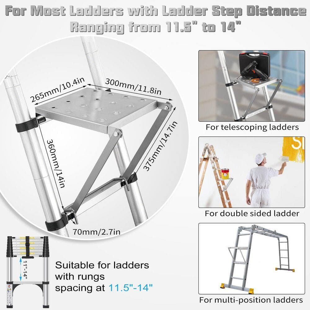 Helhom Multi-Purpose Plastic Ladder Work Platform Tray for Screwdriver, Electric Drill, Paint Bucket (2)
