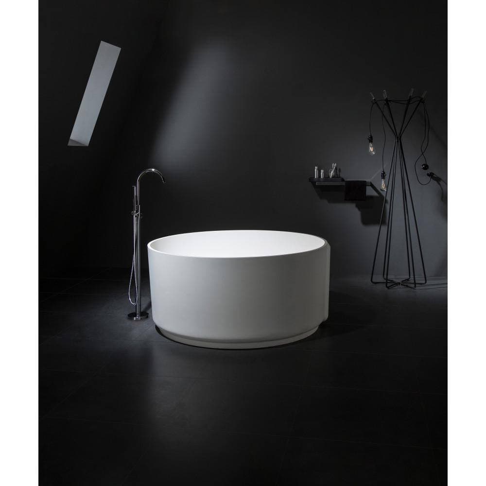 Kingston Brass Arcticstone 52 in. Stone Resin Flatbottom Freestanding Bathtub in Matte White with Drain (3)