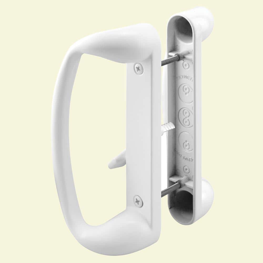 Prime-Line Sliding Glass Door Handle Set, 3-15/16 in., Diecast, White, Mortise/Hook Style (1)