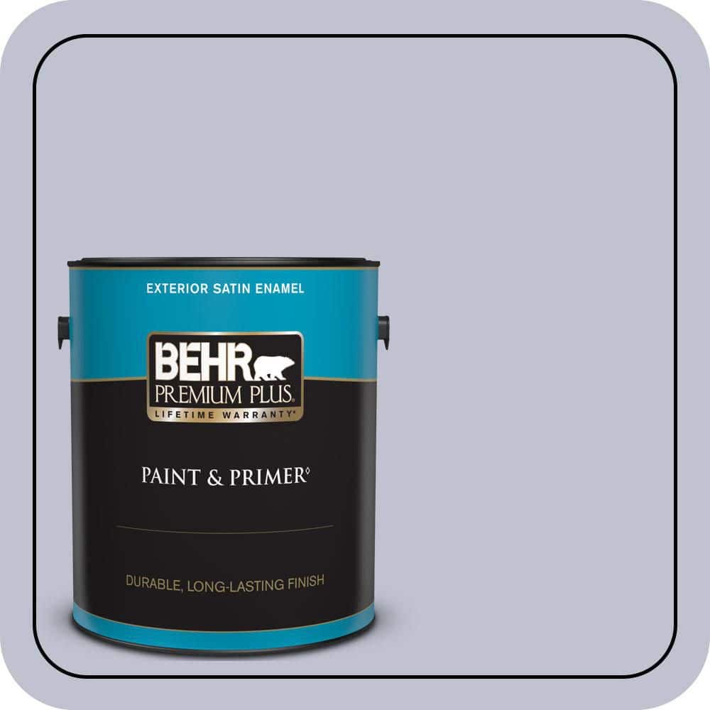 BEHR PREMIUM PLUS 1 gal. #S550-2 Powder Lilac Satin Enamel Exterior Paint & Primer
