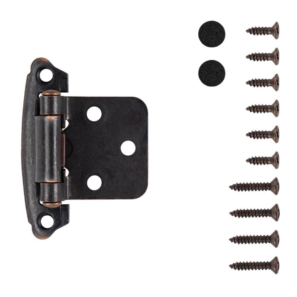 HICKORY HARDWARE Surface Mount Variable Overlay Face Frame Self-Closing Oil-Rubbed Bronze Highlighted Cabinet Hinge (1-Pair) (3)