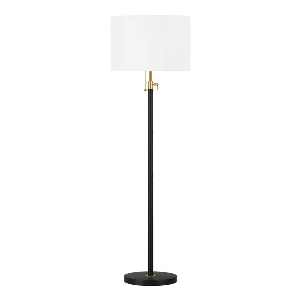 Hampton Bay Alderston 65 in. Matte Black and Antique Brass Adjustable Standard Floor Lamp (3)