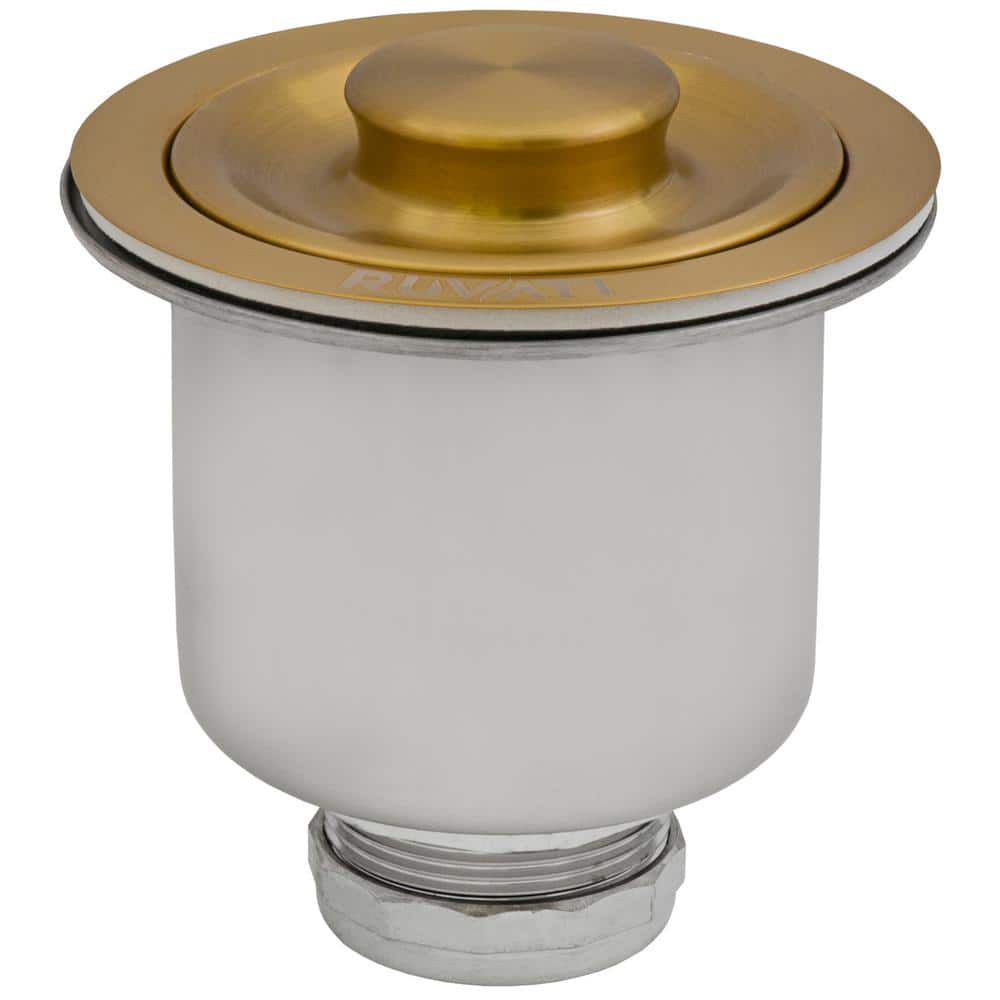 Ruvati 3.5 in. Kitchen Sink Deep Basket Strainer Drain in Brushed Gold Satin Stainless Steel (2)