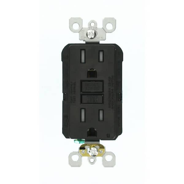 Leviton 15 Amp 125-Volt Duplex SmarTest Self-Test SmartlockPro Tamper Resistant GFCI Outlet, Black GFTR1-KE (2)