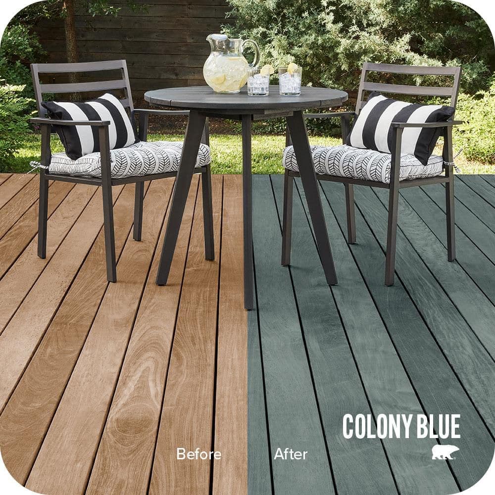 BEHR PREMIUM 1 gal. #ST-119 Colony Blue Semi-Transparent Waterproofing Exterior Wood Stain and Sealer (2)