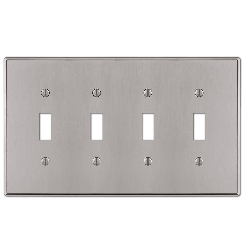 AMERELLE Ansley 4 Gang Toggle Metal Wall Plate - Brushed Nickel