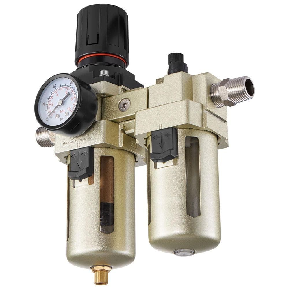 SKYSHALO Air Compressor Filter Regulator Lubricator (FRL), 1/2 in. NPT Air Compressor Water Separator, Semi-Auto System