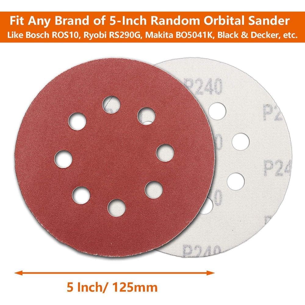 Unbranded 5 Inch Aluminum Oxide Sanding Discs with Hook and Loop Backing for Random Orbital Sander (60-Pack) (2)