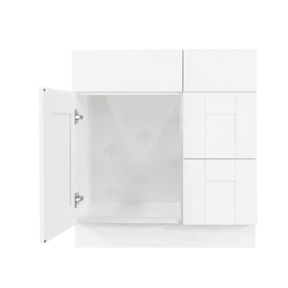 LIFEART CABINETRY Anchester Assembled 30 in. x 21 in. x 32.5 in. Vanity Sink Base Cabinet with 1 Door 2 Right Drawers in Classic White (3)