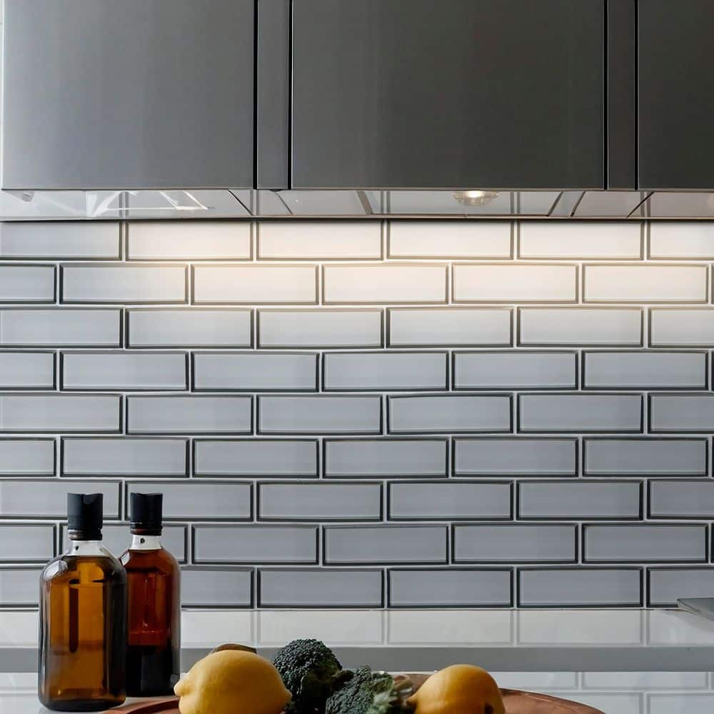 MSI Ice Bevel Subway 12 in. x 12 in. Glossy Glass Mesh-Mounted Mosaic Wall Tile (0.96 sq. ft./Each) (3)