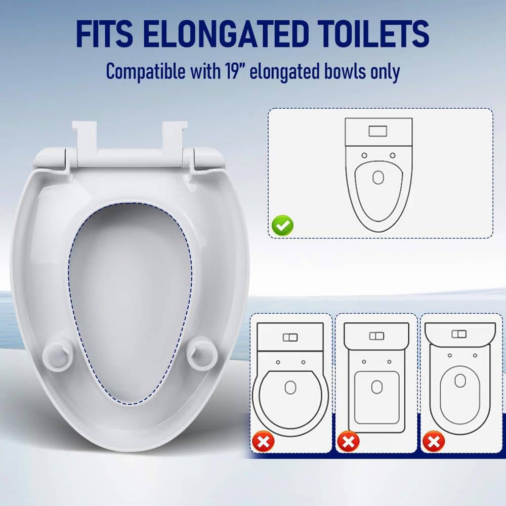 Wudkey Raised Toilet Seat 3 in. for Standard Elongated Toilets 18–19 in. Bowl Length, Slow-Close Lid, Non-Slip Stable Design (2)