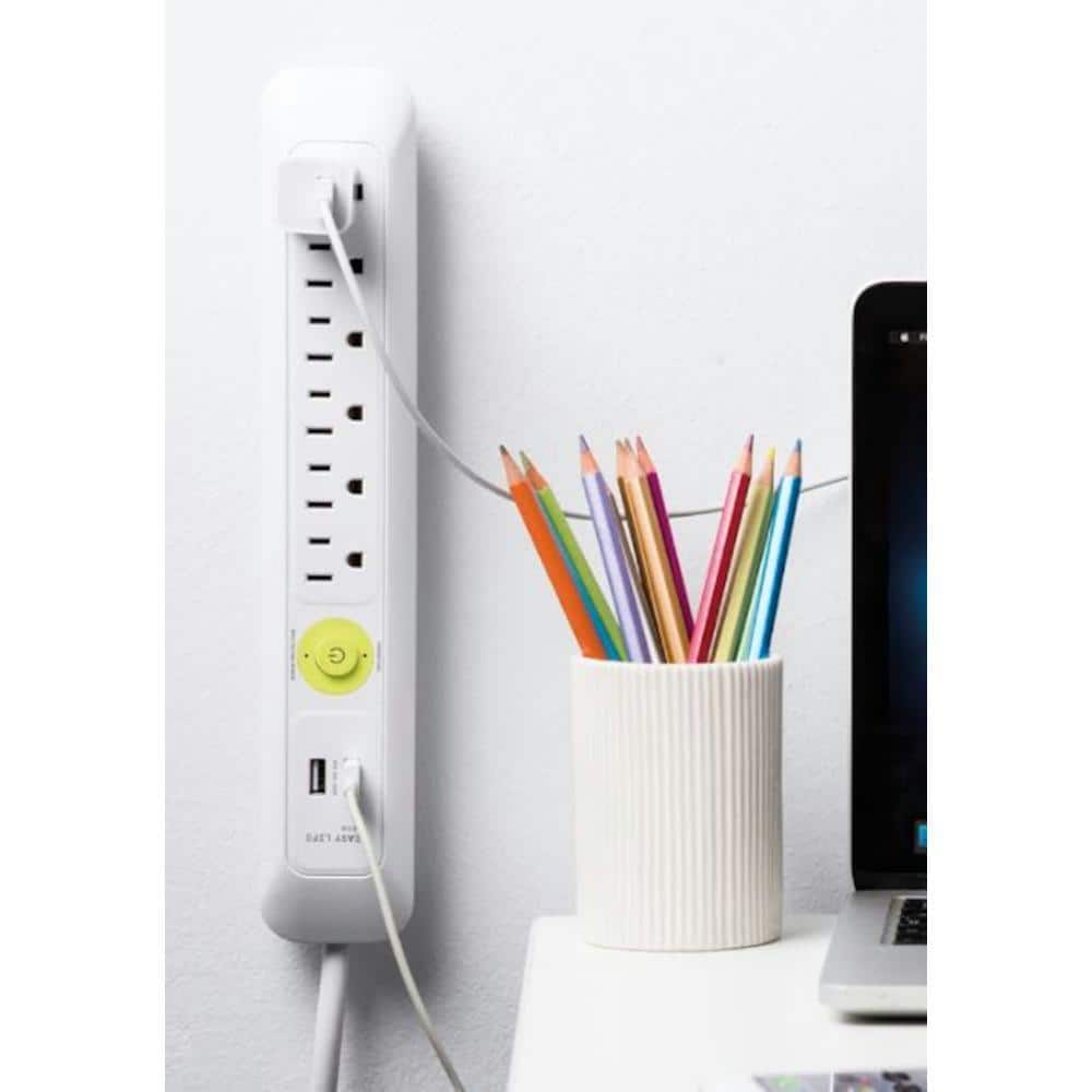 EasyLife Tech 6 ft. 6-Outlet, 2-USB, Power Strip Surge Protector - White (3)