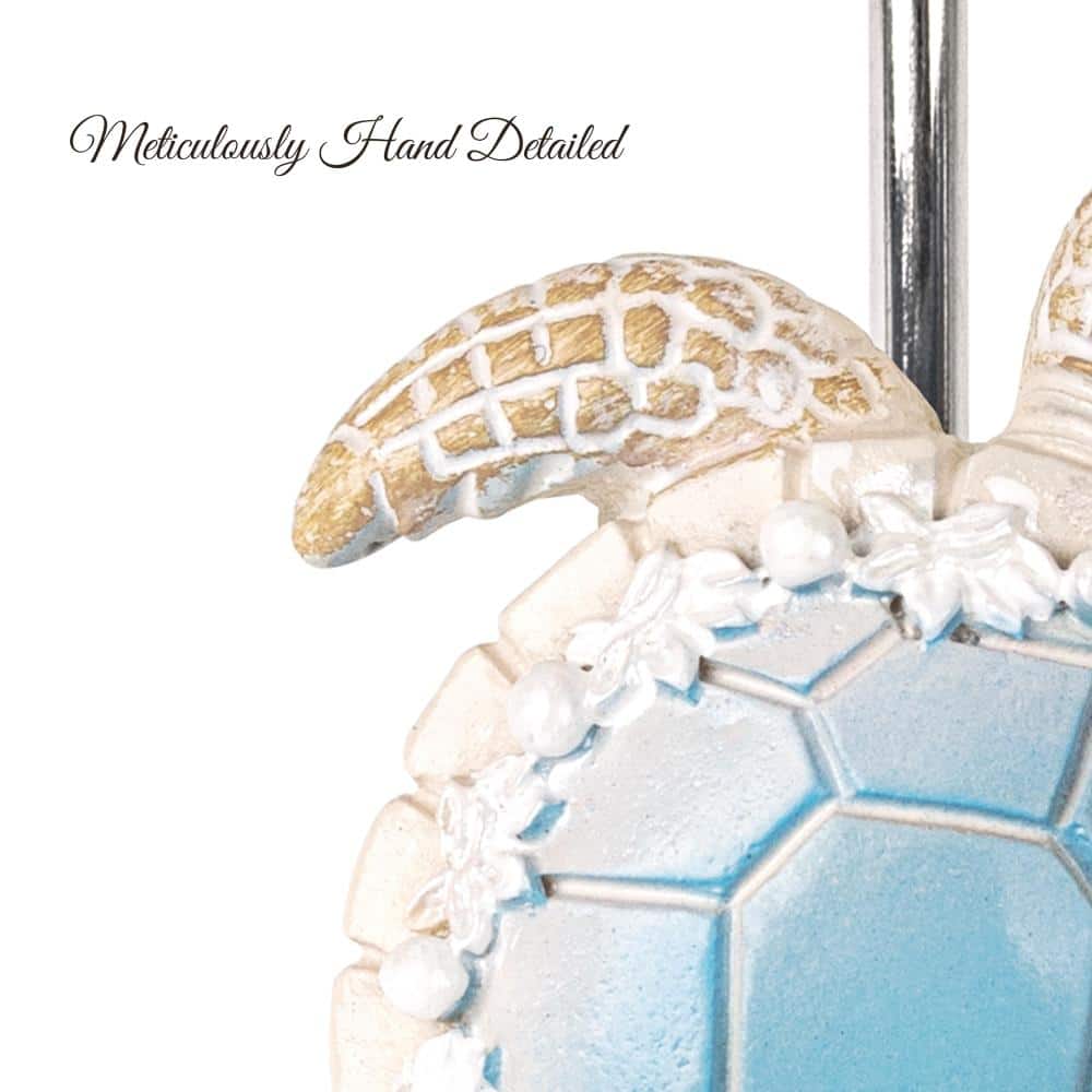 Unbranded Sea Turtle Hand-Painted Resin Nautical Decorative Shower Curtain Hooks Rings for Kids Bathroom Set 12 (2)