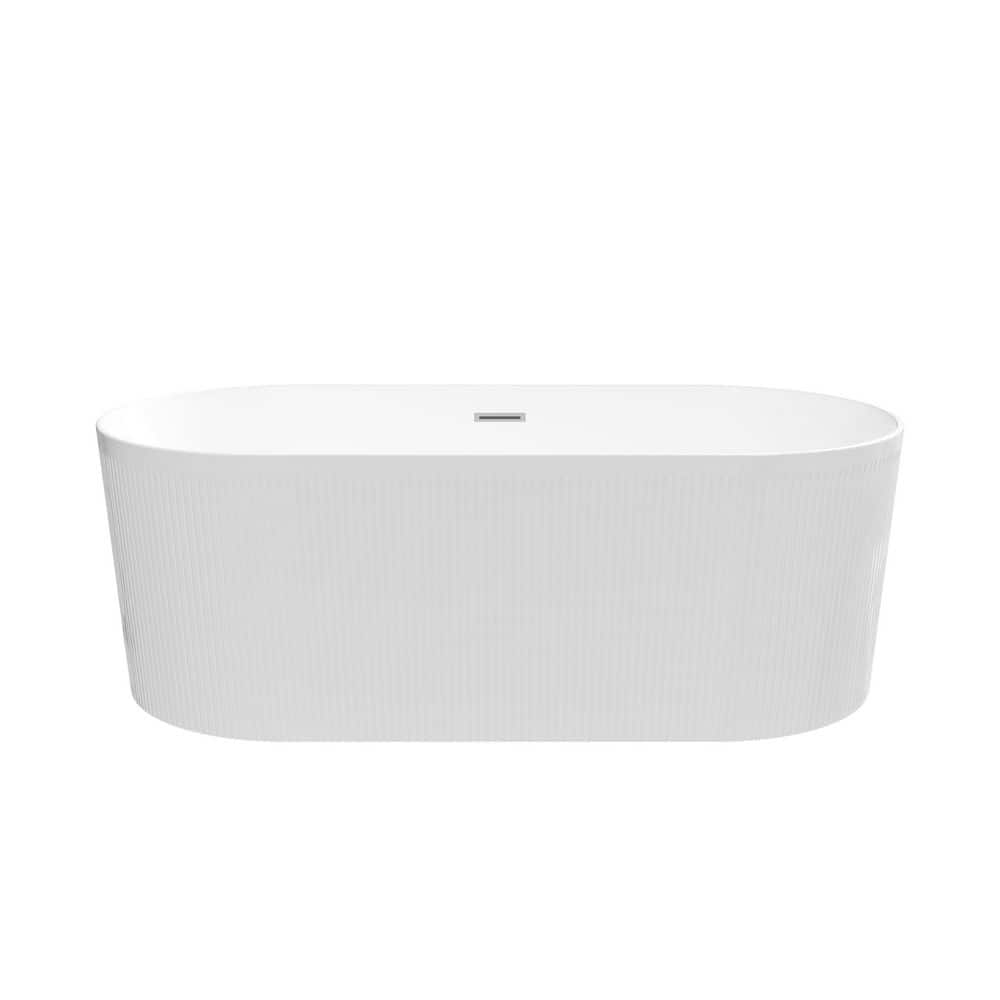 ANGELES HOME 67 in. L x 31.50 in. W Acrylic Soaking Double Ended Modern Bathtub in White, Pop-Up Drain (1)