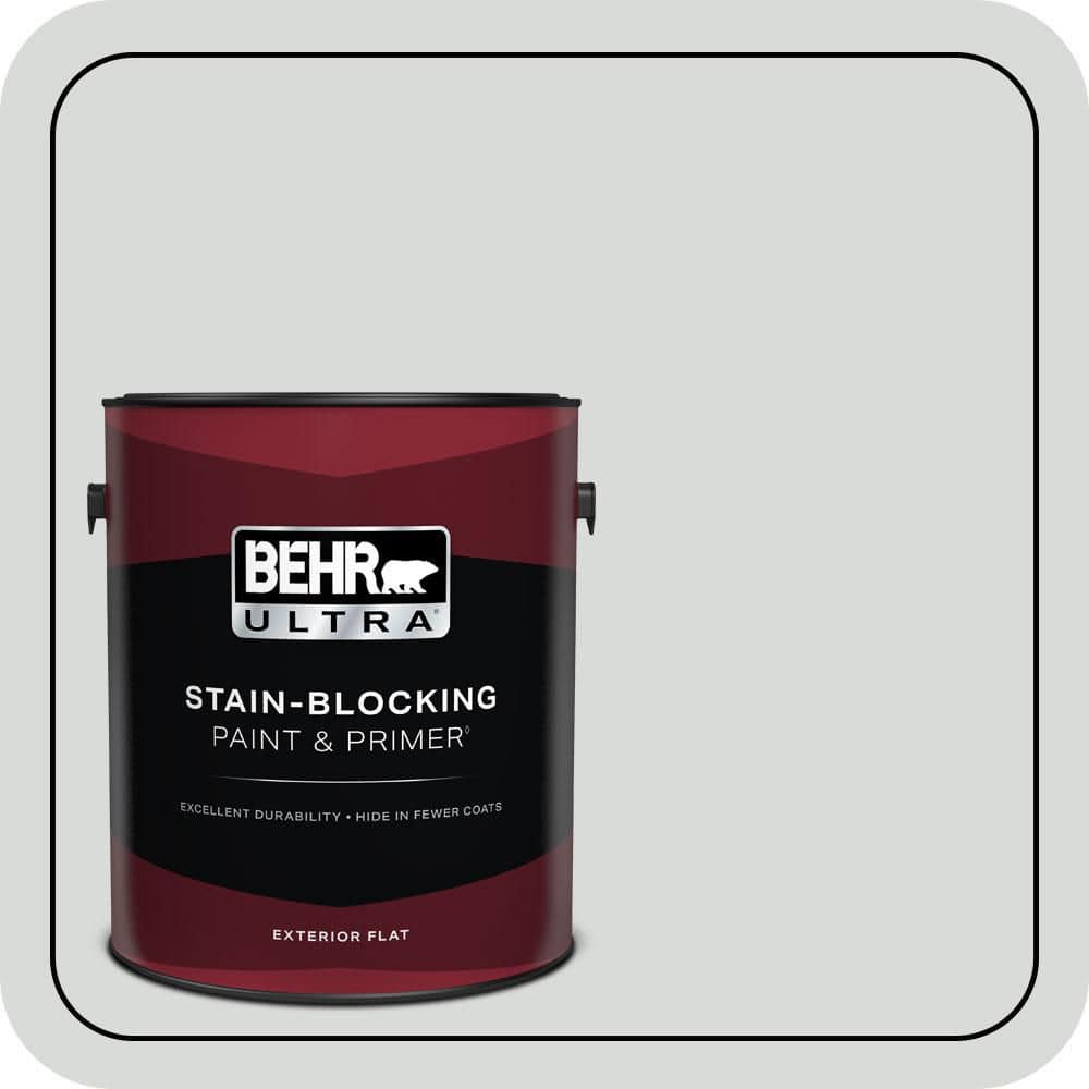 BEHR ULTRA 1 gal. #N460-1 Evening White Flat Exterior Paint & Primer