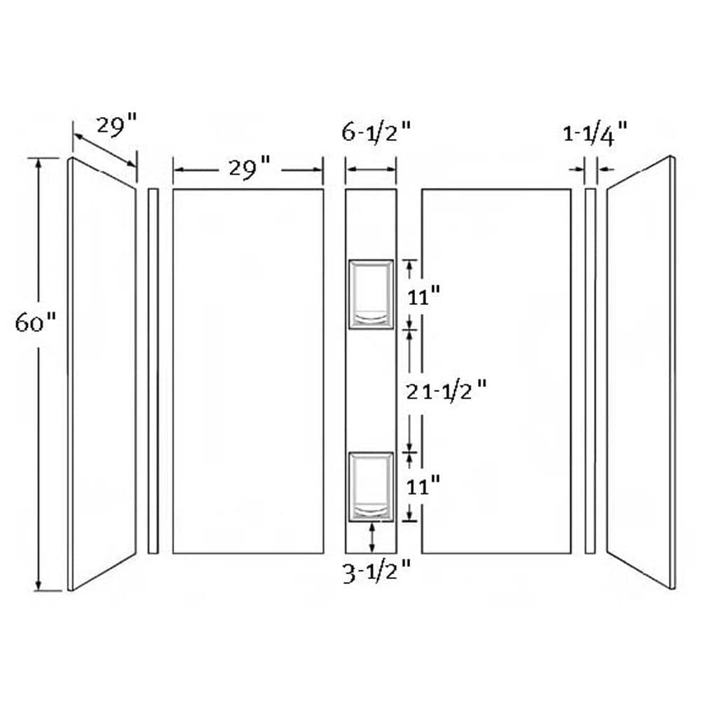 Swan 30 in. x 60 in. x 60 in. Solid Surface 5-piece Easy Up Adhesive Alcove Tub Surround in Tahiti White (3)
