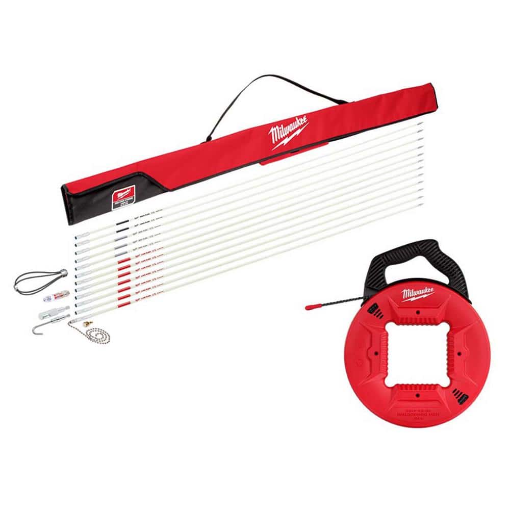 Milwaukee 60 ft. Fiberglass Fish Stick Low/Mid/High Flex Combo Kit with 100 ft. Polyester Fish Tape with Non-Conductive Tip