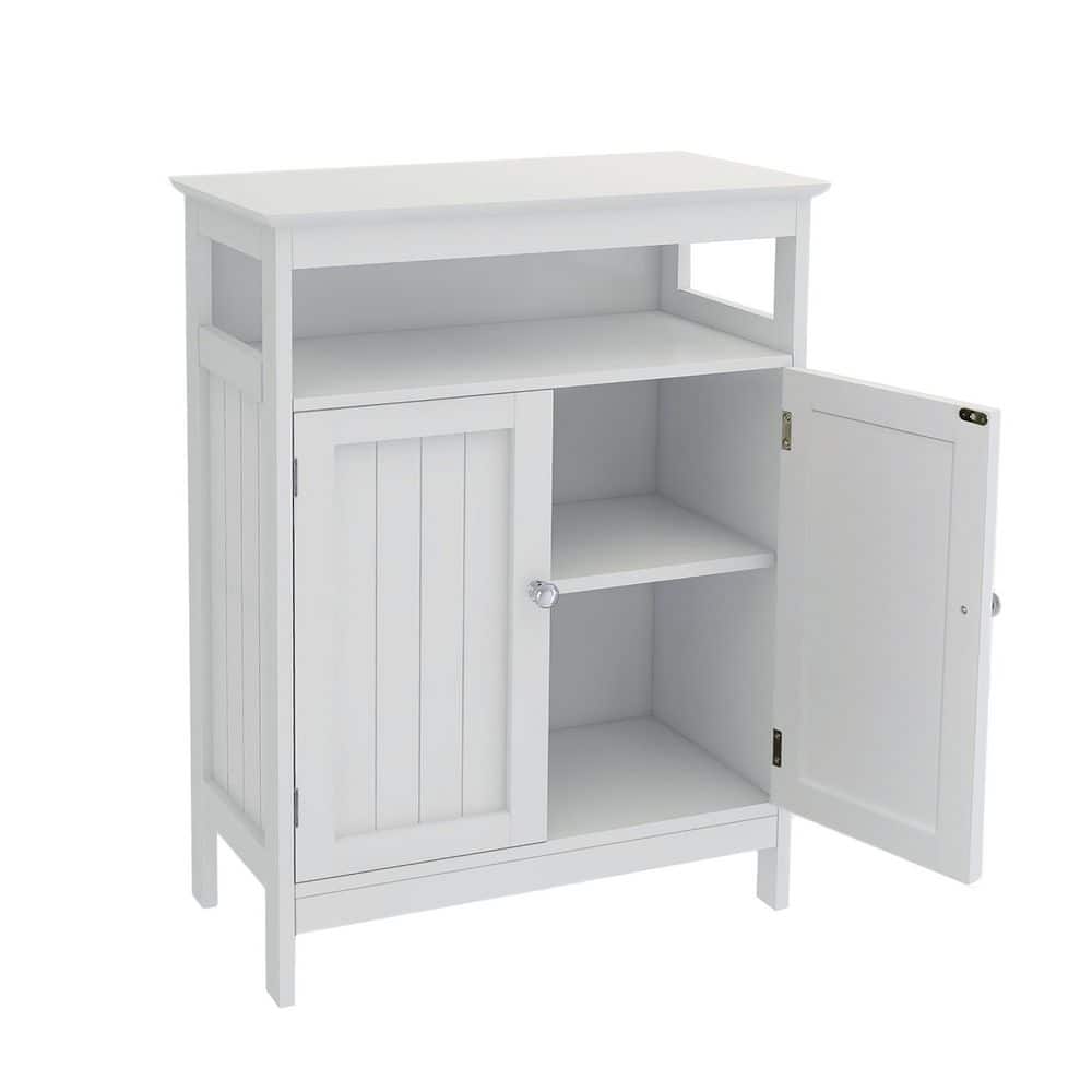 Tileon 23.62 in. W 11.81 in. D 31.49 in. H MDF Freestanding Linen Cabinet with double shutter Doors (4)
