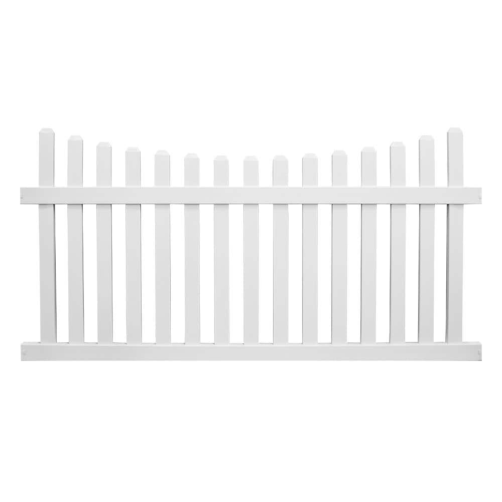 Weatherables Ellington 3 ft. H x 8 ft. W White Vinyl Picket Fence Panel Kit (1)