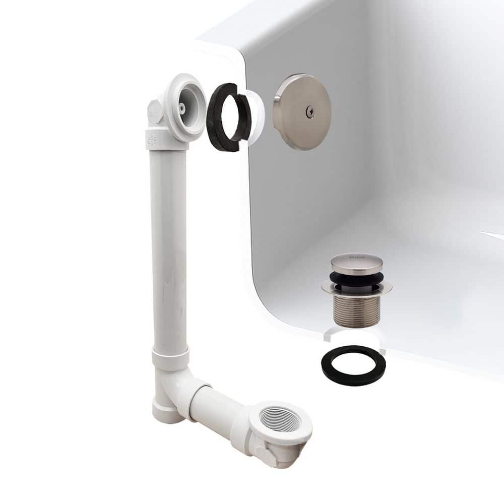 Westbrass 1-1/2 in. 12 in. Bath Waste & Overflow with One-Hole Faceplate and Tip-Toe Drain - Sch. 40 PVC (1)