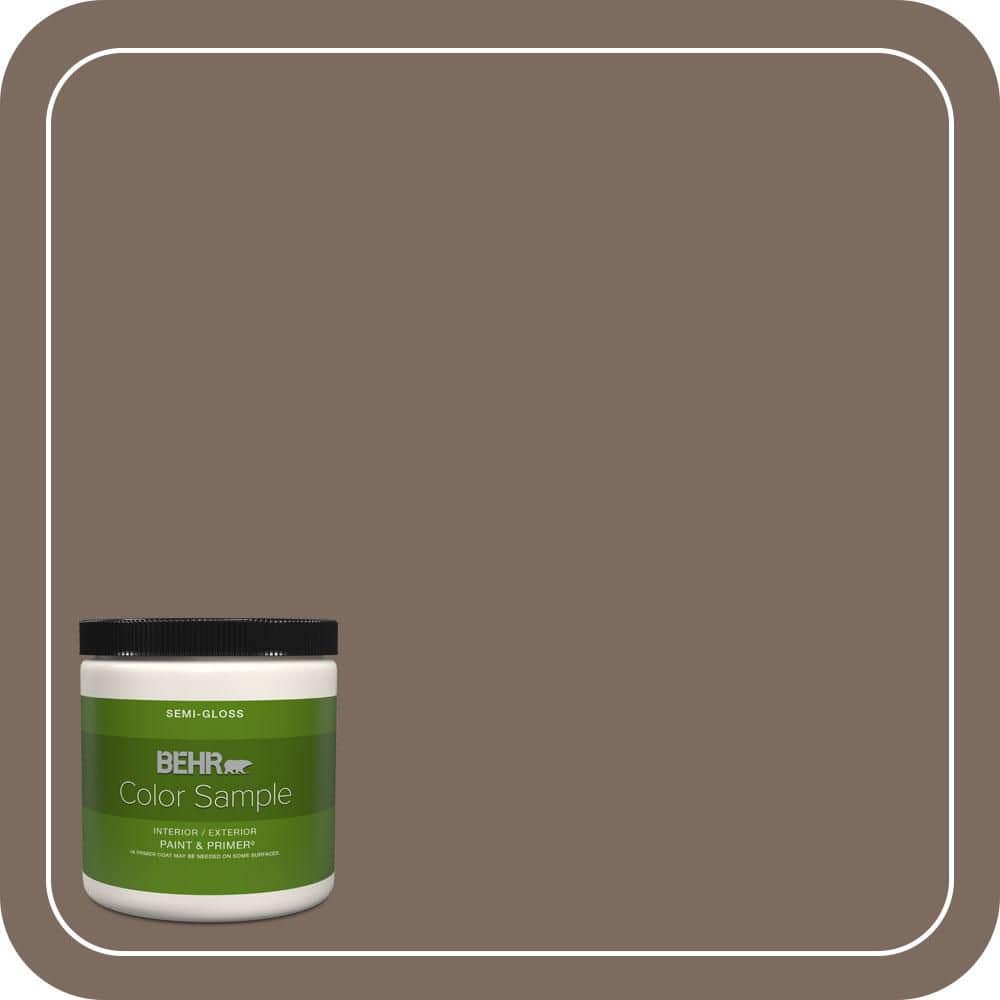 BEHR PREMIUM PLUS 8 oz. #N180-6 Derby Semi-Gloss Interior/Exterior Paint & Primer Color Sample