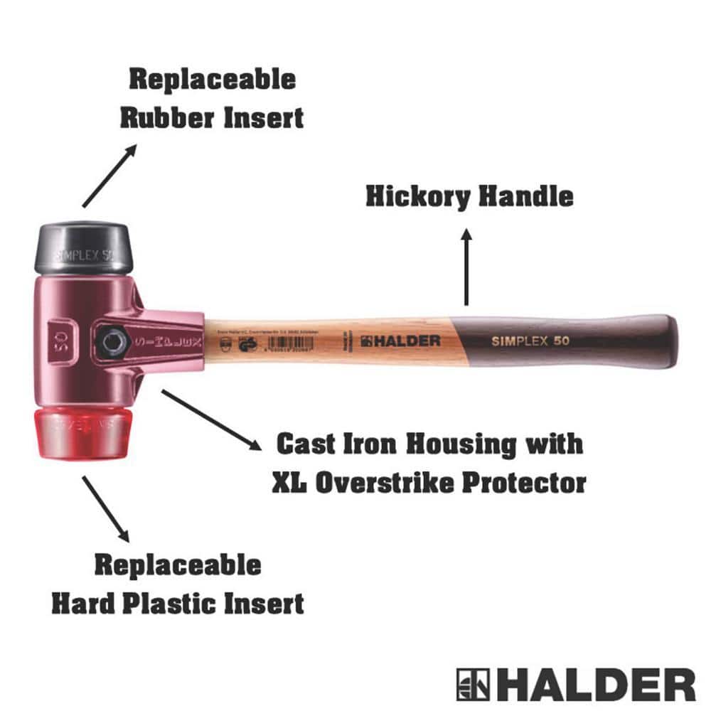 Halder Simplex 50 2.5 lbs. Mallet with Black Rubber and Red Plastic Inserts (3)