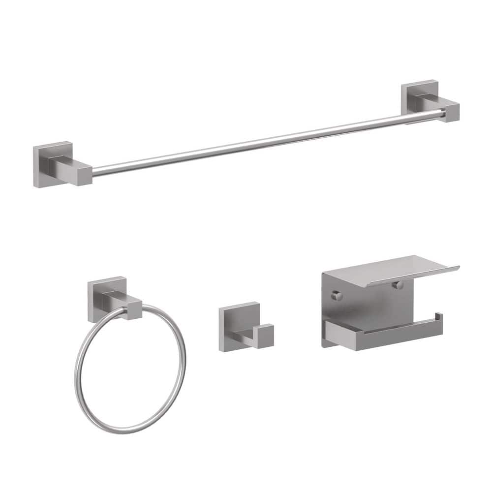 BWE Pieces Bathroom Hardware Accessories Set with Towel Holder, Roll Paper Holder, Hook, Towel Ring (1)