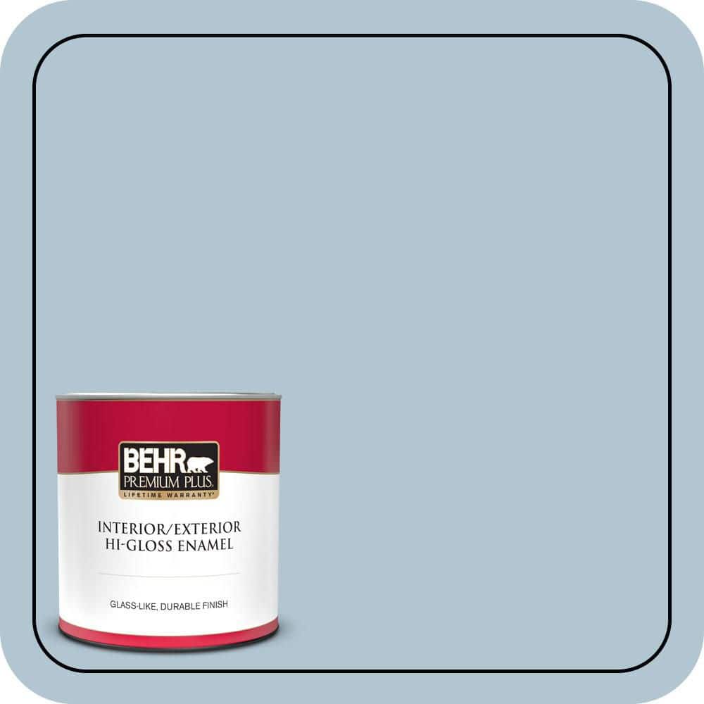 BEHR PREMIUM PLUS 1 qt. #MQ5-50 Opal Waters Hi-Gloss Enamel Interior/Exterior Paint & Primer