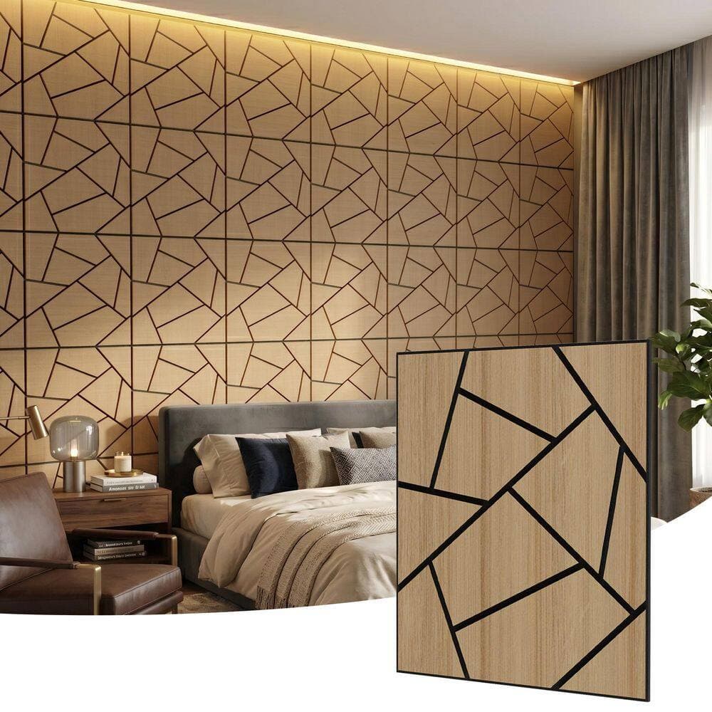 Mlfortlife Oak 0.7 in. x 1.97 ft. x 1.97 ft. Geometric Acoustic Decorative Wall Paneling (4 Piece/15.5 sq. ft. ) (3)