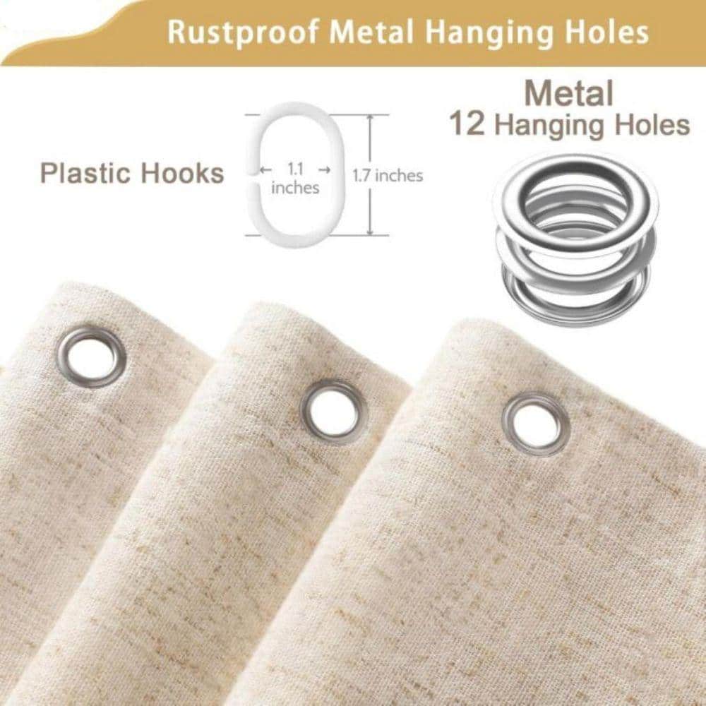 JFVKAF Linen Shower Curtain 2.30 in. W x 11.90 in. L Beige Boho Farmhouse Bathroom Decor Natural Cotton Fabric White (2)