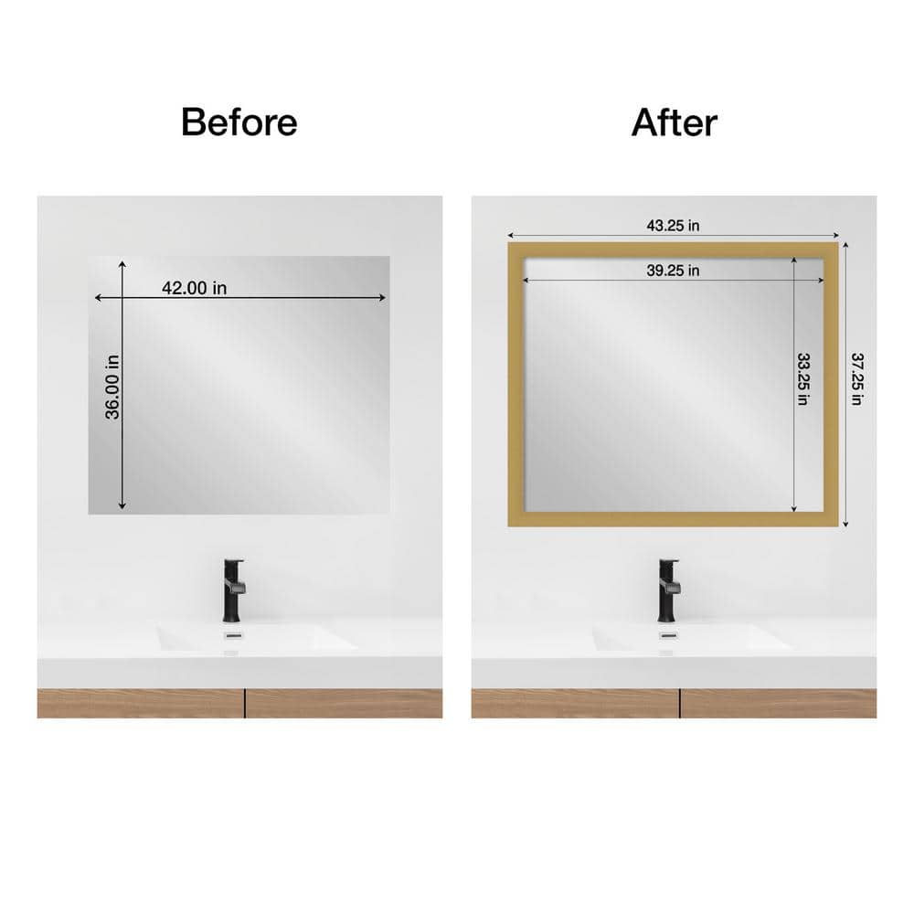 Amanti Art Mirror Makeover Grace Brushed Gold 43.25 in. W x 37.25 in. H Bathroom Mirror Frame Border Kit-Fits a 42 x 36 Mirror (2)
