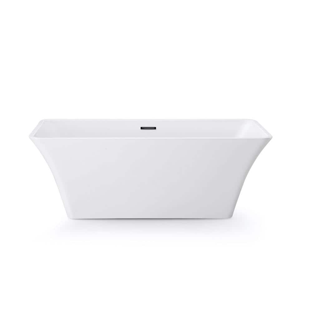 Aston Kenilworth 5.57 ft. Acrylic Flatbottom Bathtub in White with Chrome Finish (2)