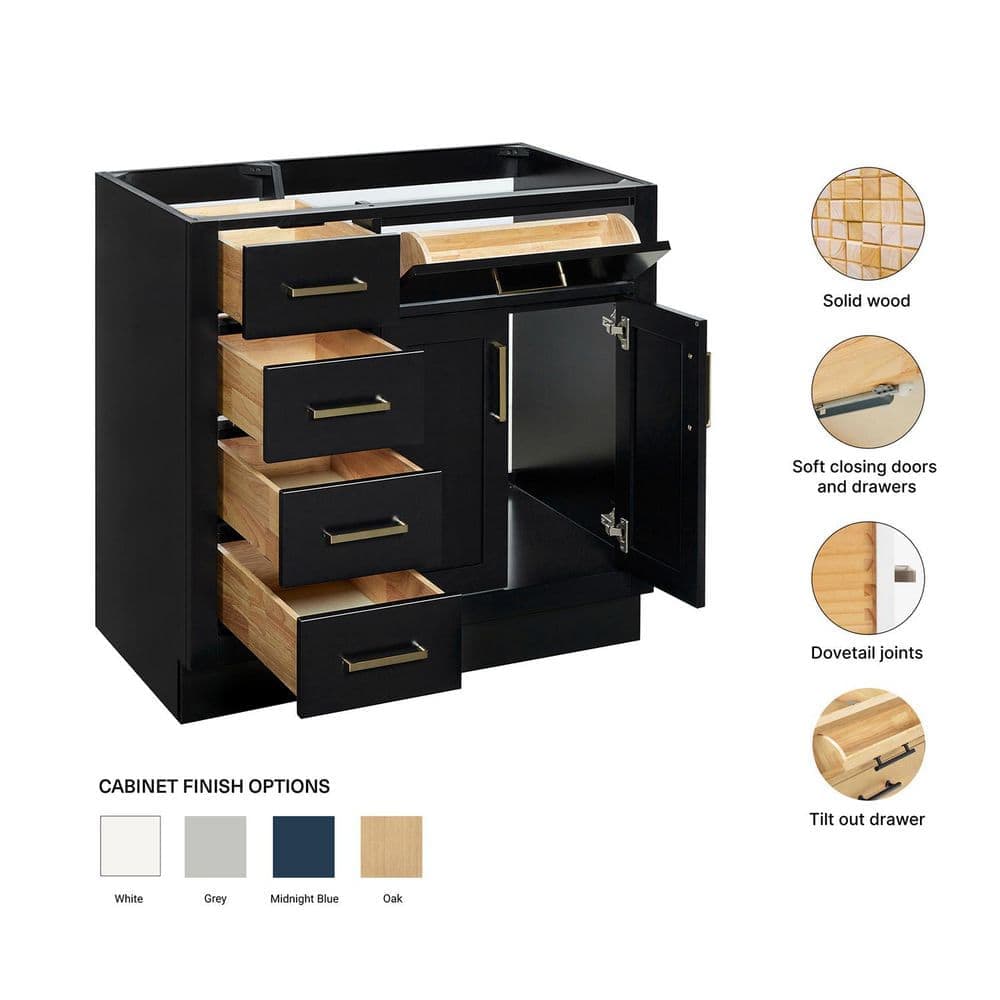 ARIEL Hepburn Freestanding Right Offset Bathroom Vanity Cabinet without Top (Assembled) (3)
