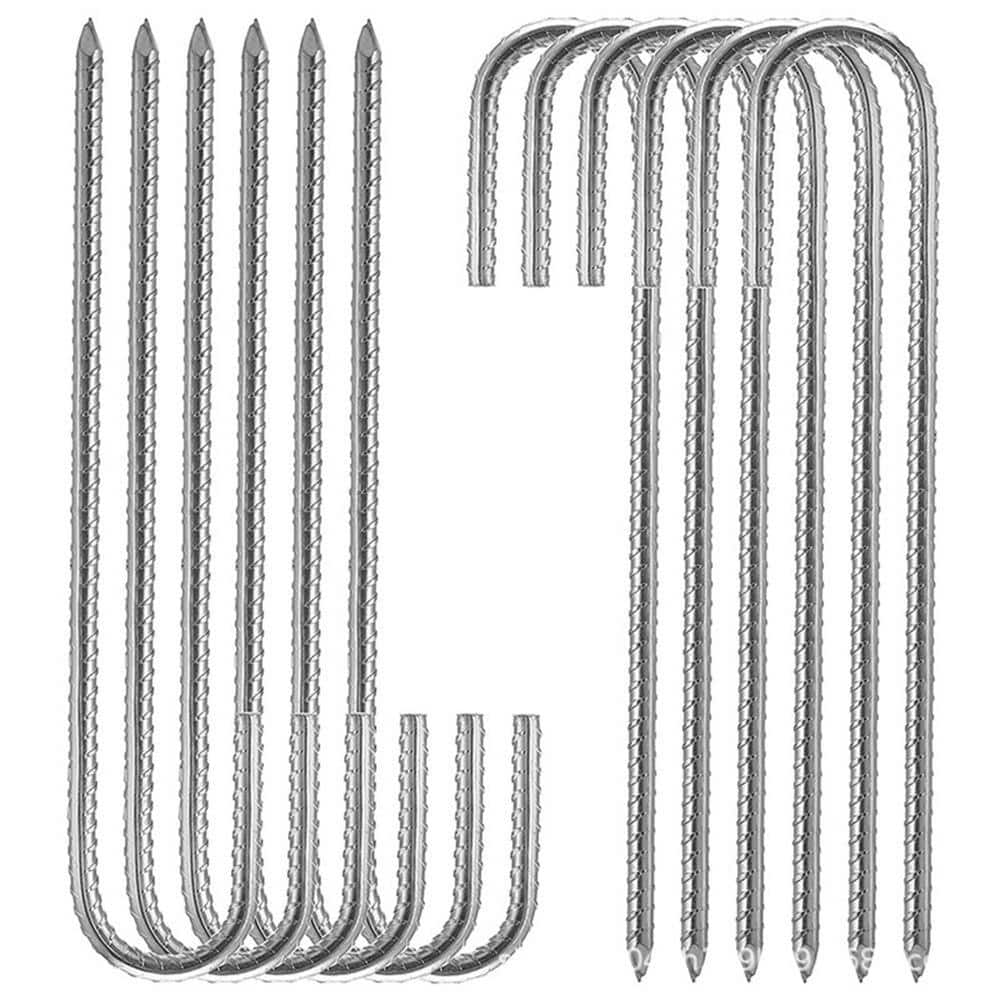 Wellco 0.4 in. x 12 in. Rebar Stakes J Hook Extra Heavy-Duty, Garden Stake Steel Stakes Tent Stakes (16-Pack)