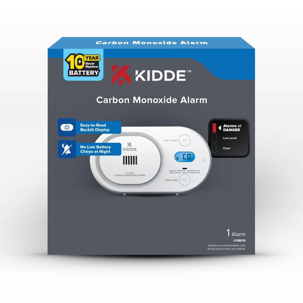 Kidde 10-Year Battery Carbon Monoxide Detector with Digital Backlit Display, LED Status Indicators, COBD10 (2)